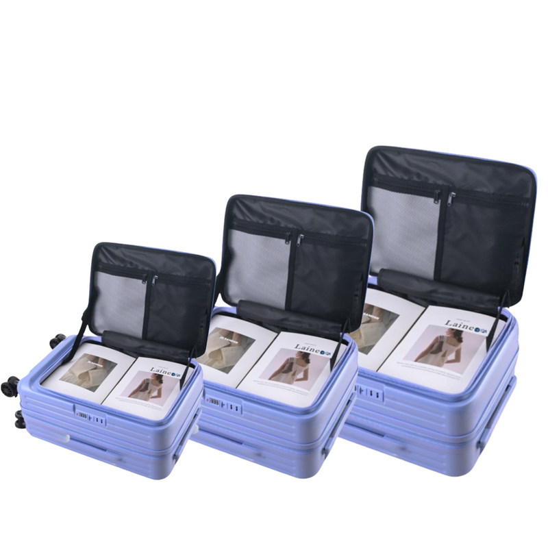 Side‑Open Expandable Suitcase – Zipper Expandable, 1/9 Split (Azure Blue) (TR-HARD-0094)
