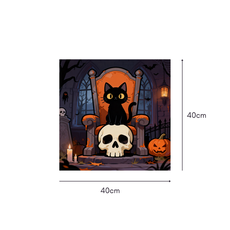 Halloween Skeleton & Ghost Mahjongg Mat – Spooky Holiday Decor (MJ-MT-HW-0001)