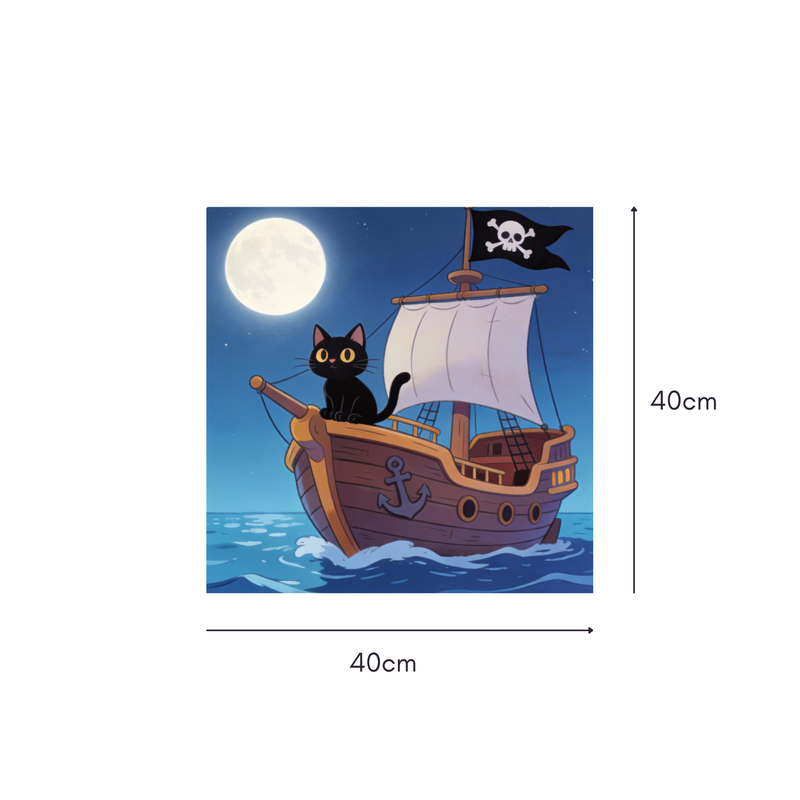 Blackbeard's Cat Mahjongg Mat – Pirate Halloween Decor (MJ-MT-HW-0005)