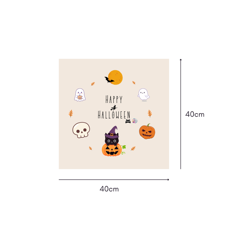 Sweet Spooky Moon Mahjongg Mat – Cute Halloween Bat, Cat & Pumpkin Design (MJ-MT-HW-0023)