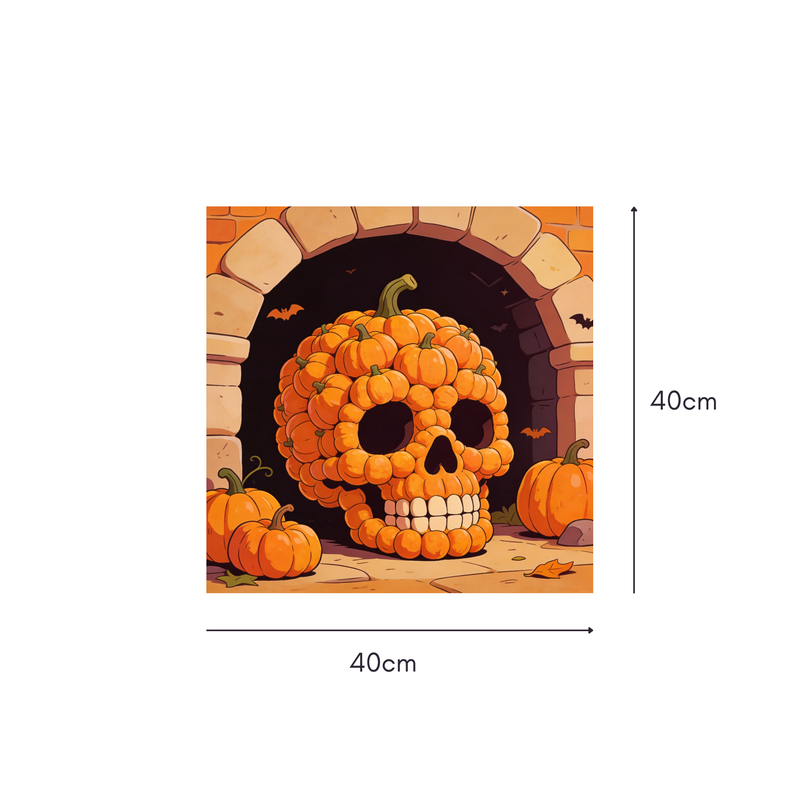 Pumpkin Skull Arch Mahjongg Mat – Jack‑o’‑Lantern Skull Halloween Decor (MJ-MT-HW-0014)
