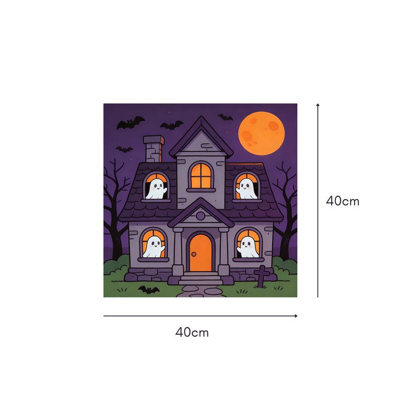 Peek-a-Boo Haunt Mahjongg Mat – Cute Ghost Halloween Decor (MJ-MT-HW-0009)