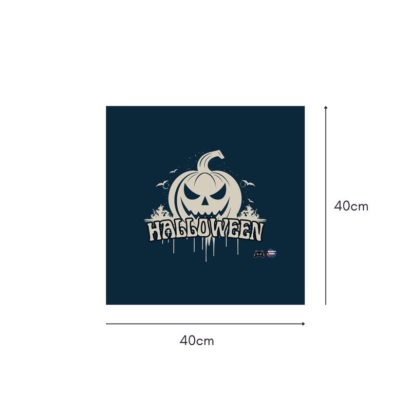 Midnight Jack Mahjongg Mat – Vintage Horror Halloween Pumpkin Emblem (MJ-MT-HW-0022)