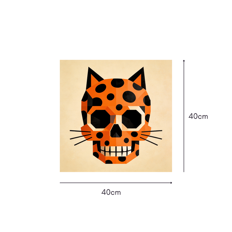 Low-Poly Leopard Skull Mahjongg Mat – Geometric Halloween Decor (MJ-MT-HW-0004)