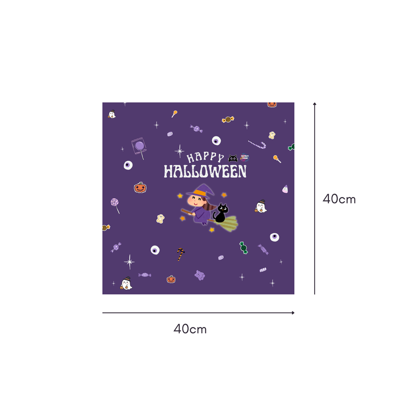 Cozy Witch & Kitty Mahjongg Mat – Cute Halloween Witch, Cat & “HAPPY HALLOWEEN” (MJ-MT-HW-0024)