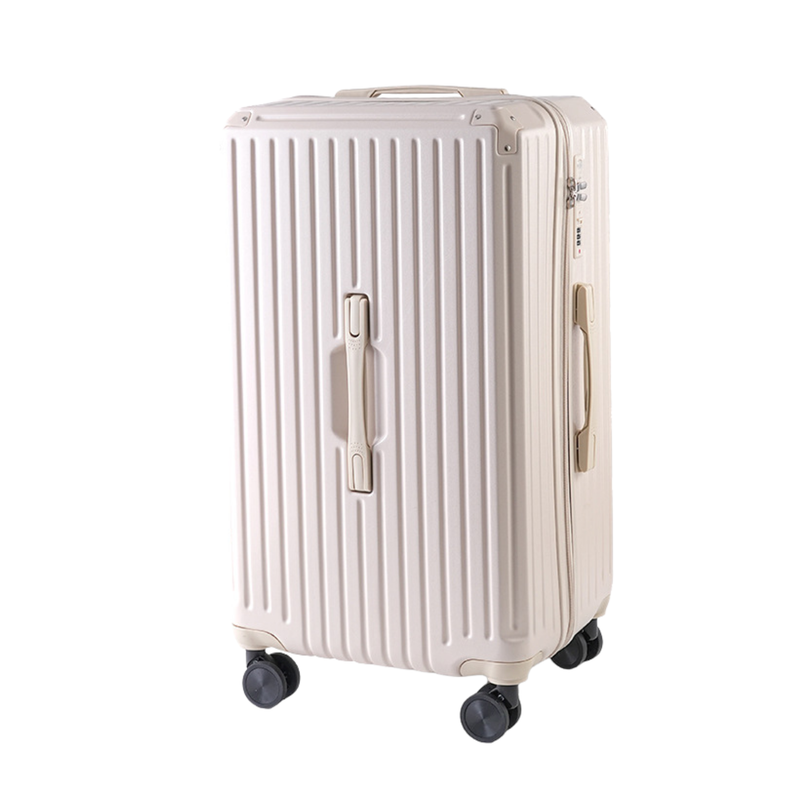 Large Capacity Durable Thickened Luggage – Anti-Burst Zipper & Spinner Wheels Travel Suitcase (Cream White) (TR-HARD-0016)