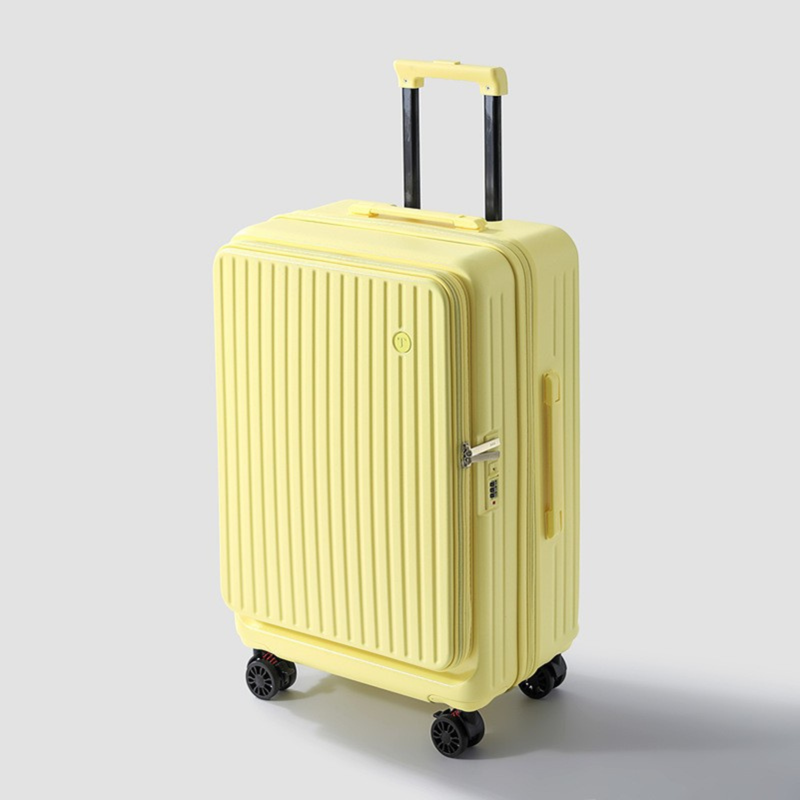 Side-Open Expandable Suitcase – Travel Luggage with Spinner Wheels (Lemon Yellow)  (TR-HARD-0098)