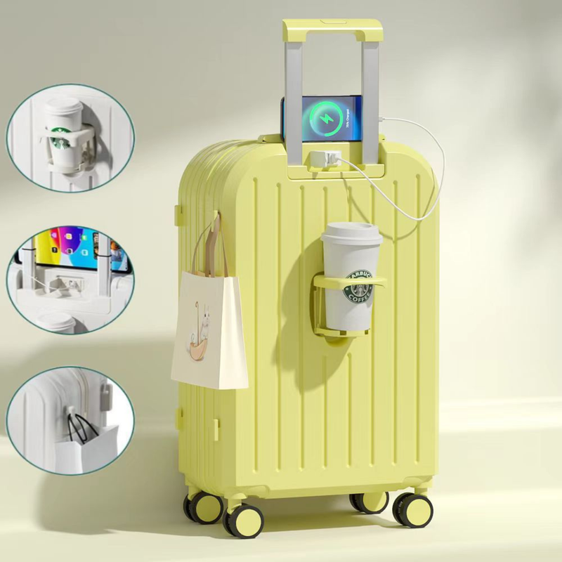 Little Fresh Suitcase – USB & Cup Holder (Lemon Yellow) (TR-HARD-0029)