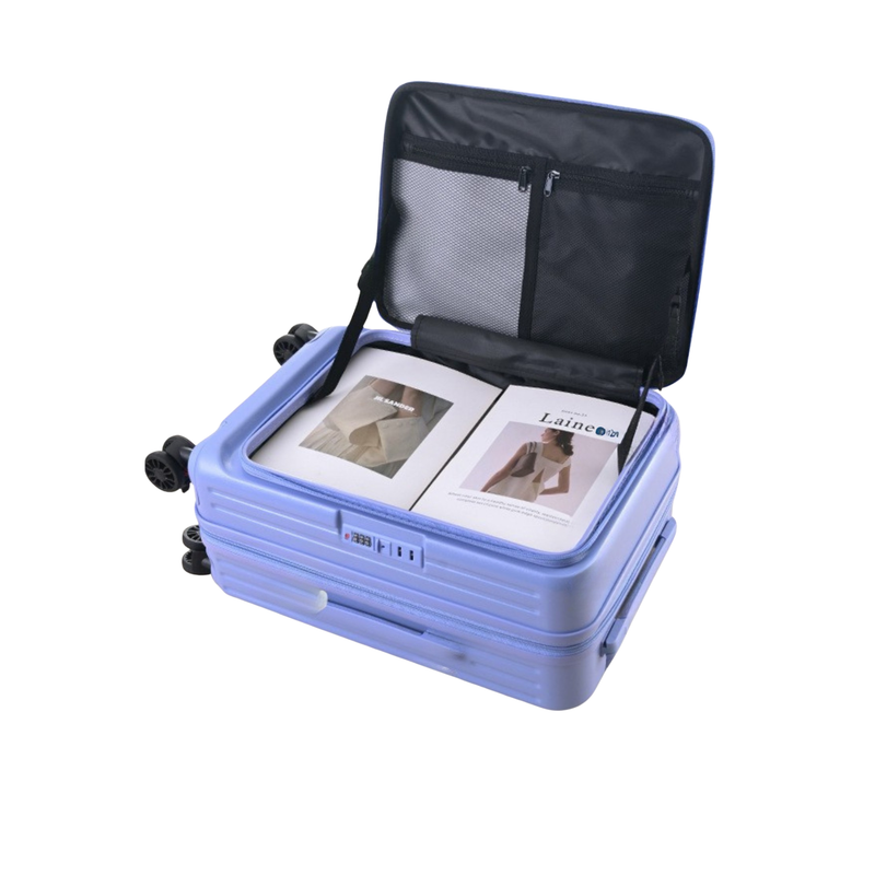 Side‑Open Expandable Suitcase – Zipper Expandable, 1/9 Split (Azure Blue) (TR-HARD-0094)