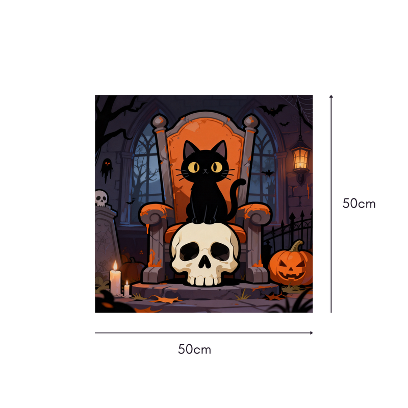 Halloween Skeleton & Ghost Mahjongg Mat – Spooky Holiday Decor (MJ-MT-HW-0001)