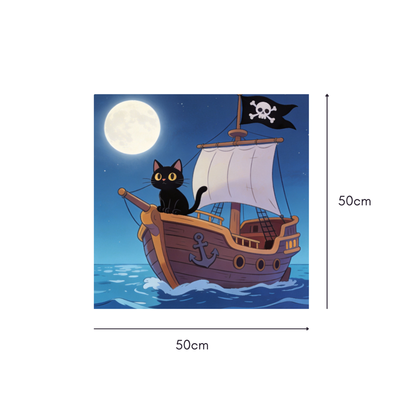 Blackbeard's Cat Mahjongg Mat – Pirate Halloween Decor (MJ-MT-HW-0005)