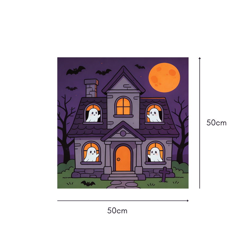 Peek-a-Boo Haunt Mahjongg Mat – Cute Ghost Halloween Decor (MJ-MT-HW-0009)