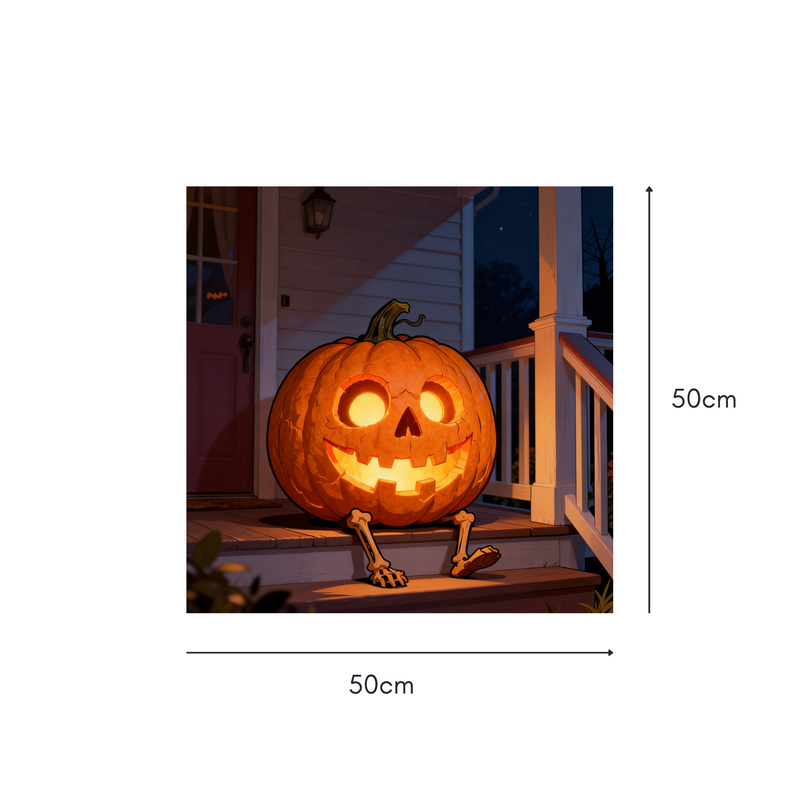 Skeleton Jack Mahjongg Mat – Glowing Pumpkin with Skeleton Legs (MJ-MT-HW-0013)