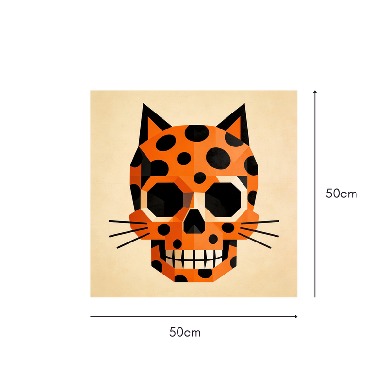 Low-Poly Leopard Skull Mahjongg Mat – Geometric Halloween Decor (MJ-MT-HW-0004)