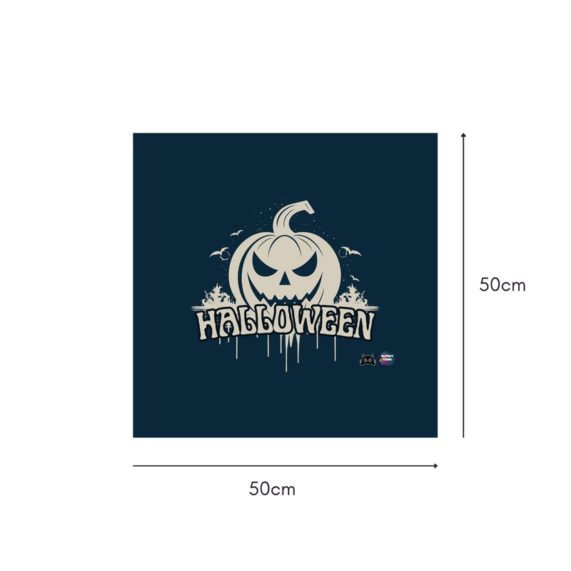 Midnight Jack Mahjongg Mat – Vintage Horror Halloween Pumpkin Emblem (MJ-MT-HW-0022)