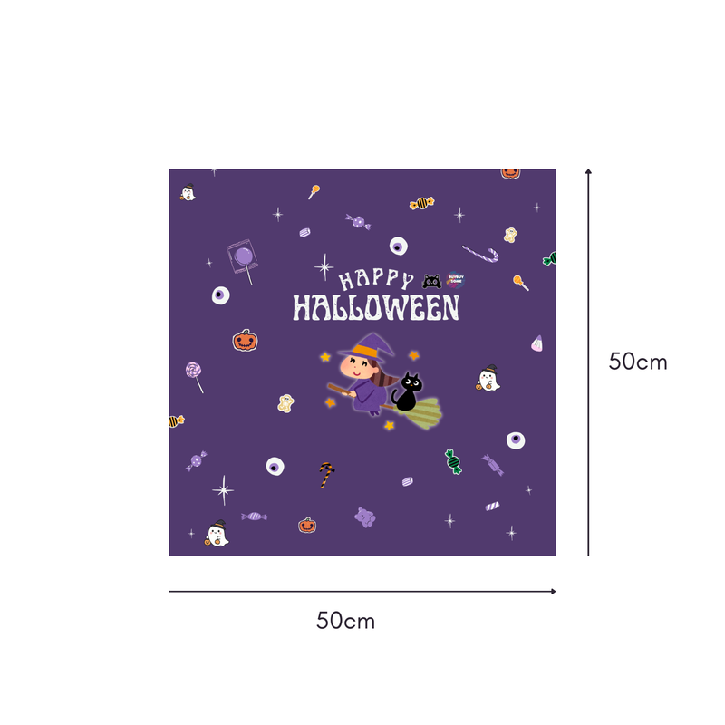 Cozy Witch & Kitty Mahjongg Mat – Cute Halloween Witch, Cat & “HAPPY HALLOWEEN” (MJ-MT-HW-0024)
