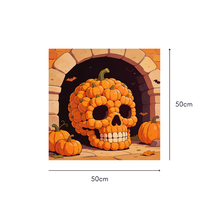 Pumpkin Skull Arch Mahjongg Mat – Jack‑o’‑Lantern Skull Halloween Decor (MJ-MT-HW-0014)