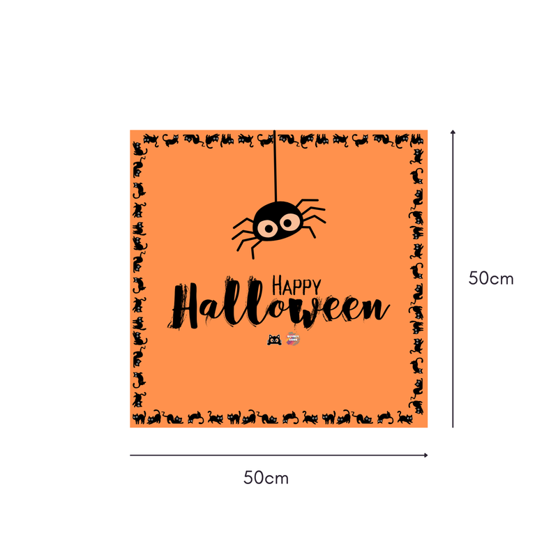 Cozy Kitty Spider Mahjongg Mat – Cute Halloween Cat & Spider Decor (MJ-MT-HW-0021)