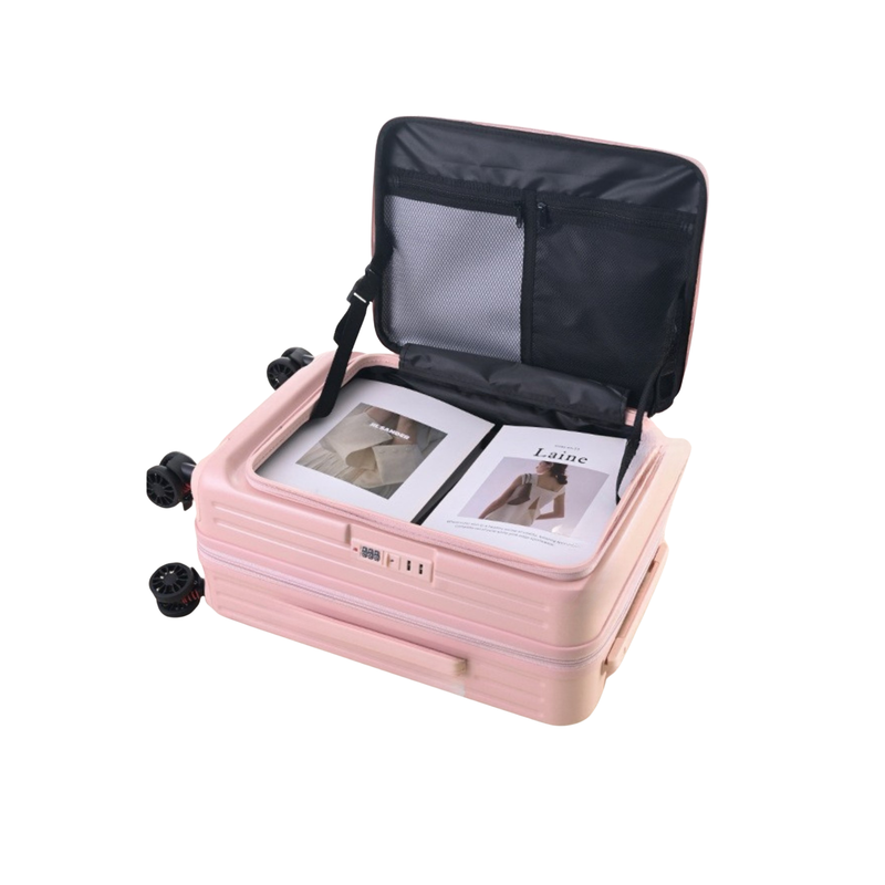 Side‑Open Expandable Suitcase – Zipper Expandable, 1/9 Split (Sakura Pink) (TR-HARD-0097)