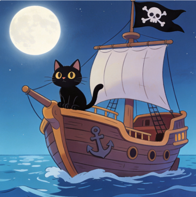 Blackbeard's Cat Mahjongg Mat – Pirate Halloween Decor (MJ-MT-HW-0005)