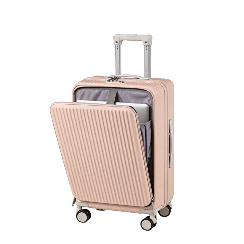 Front-Opening Multifunctional Suitcase – Thickened, USB (Dogwood Pink) (TR-HARD-0079)