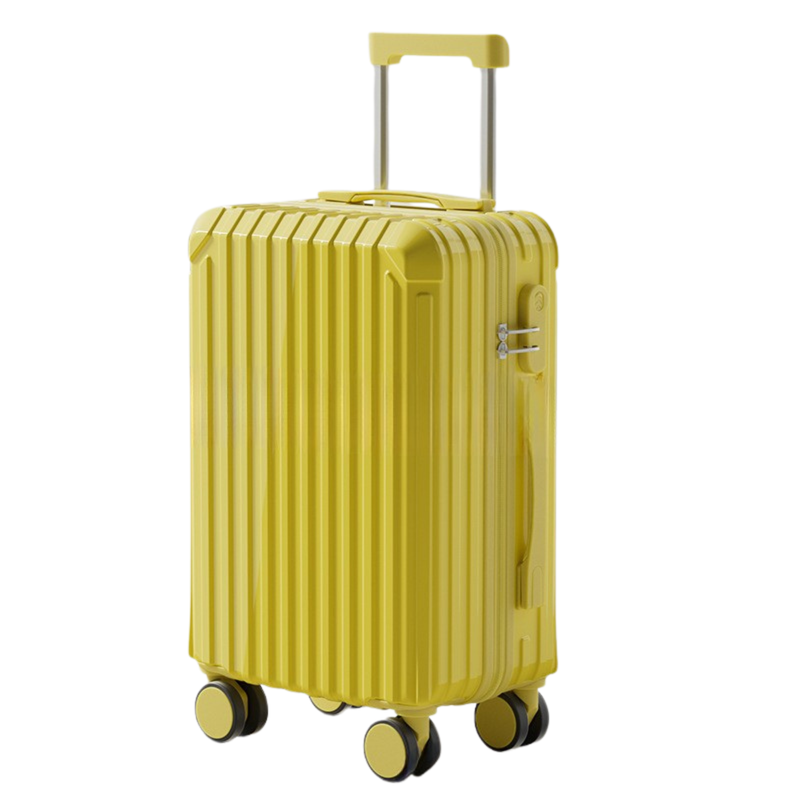 Candy Color Multifunctional Suitcase – Cup Holder & USB (Lemon Yellow) (TR-HARD-0072)