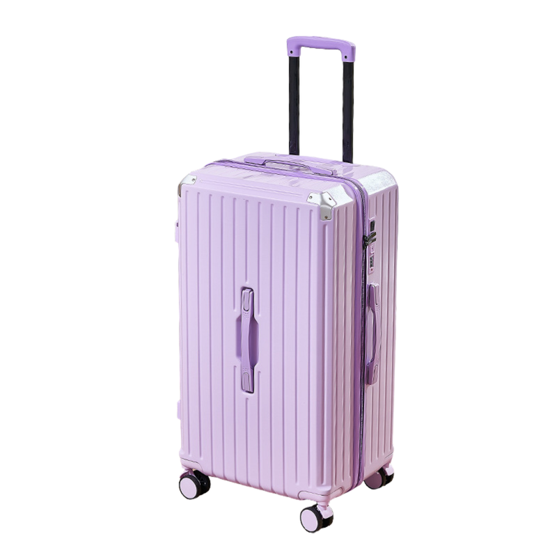 Thickened Suitcase – 5-Wheel, USB, Cup Holder, Hook, Double Mesh (Goddess Purple) (TR-HARD-0052)