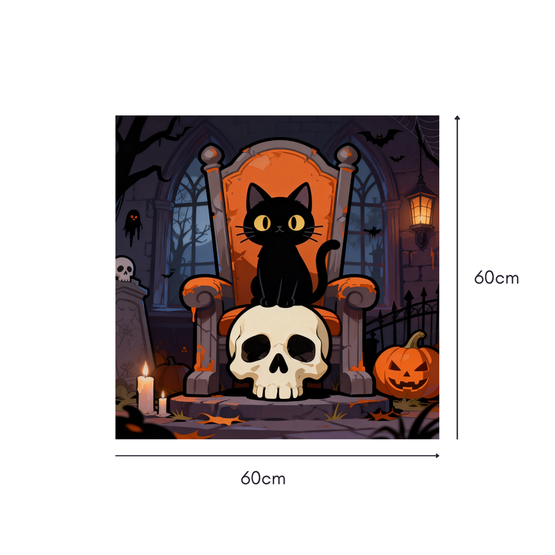 Halloween Skeleton & Ghost Mahjongg Mat – Spooky Holiday Decor (MJ-MT-HW-0001)