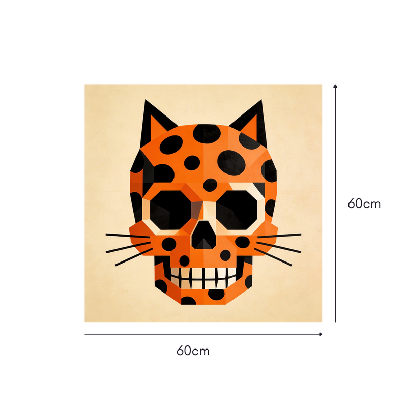 Low-Poly Leopard Skull Mahjongg Mat – Geometric Halloween Decor (MJ-MT-HW-0004)
