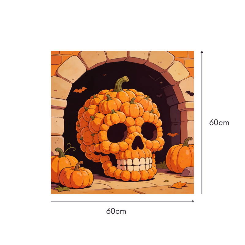 Pumpkin Skull Arch Mahjongg Mat – Jack‑o’‑Lantern Skull Halloween Decor (MJ-MT-HW-0014)