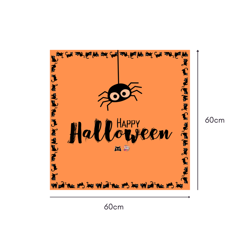 Cozy Kitty Spider Mahjongg Mat – Cute Halloween Cat & Spider Decor (MJ-MT-HW-0021)