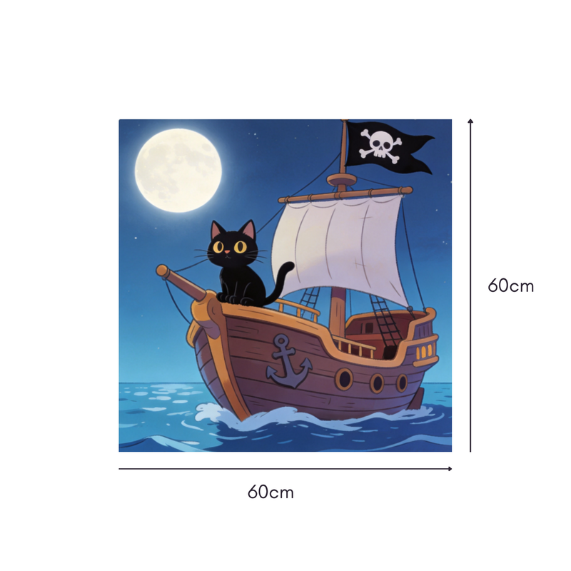 Blackbeard's Cat Mahjongg Mat – Pirate Halloween Decor (MJ-MT-HW-0005)