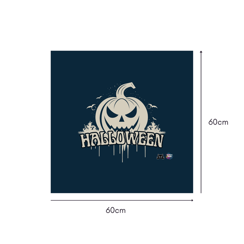 Midnight Jack Mahjongg Mat – Vintage Horror Halloween Pumpkin Emblem (MJ-MT-HW-0022)