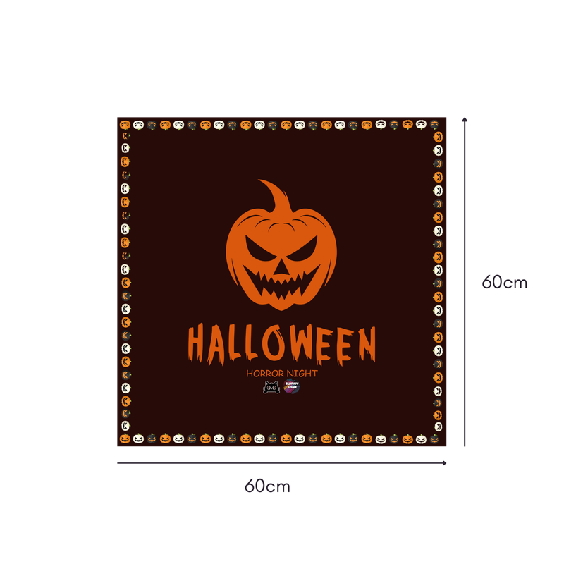 Halloween Horror Mahjongg Mat – Spooky Jack‑o’‑Lantern with “HALLOWEEN” Text (MJ-MT-HW-0020)
