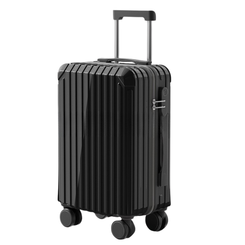 Candy Color Multifunctional Suitcase – Cup Holder & USB (Black) (TR-HARD-0073)