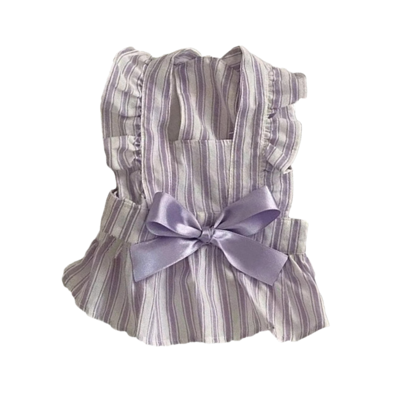 Cute Small Flying Sleeve Stripe Dress – Lightweight Spring/Summer Pet Clothes (PC-PCS-0010)