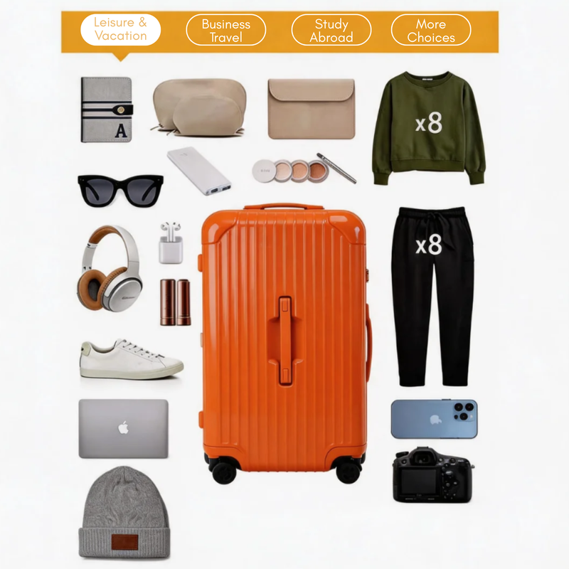 Little Fresh Suitcase – 7:3 Split Lightweight Travel Luggage (Orange) (TR-HARD-0008)
