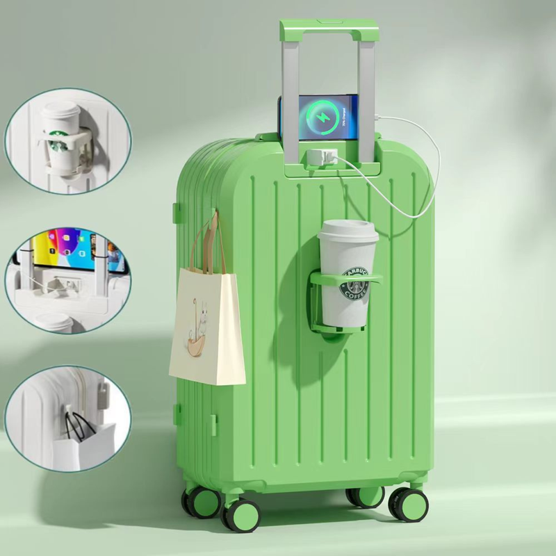 Little Fresh Suitcase – USB & Cup Holder (Matcha Green) (TR-HARD-0031)