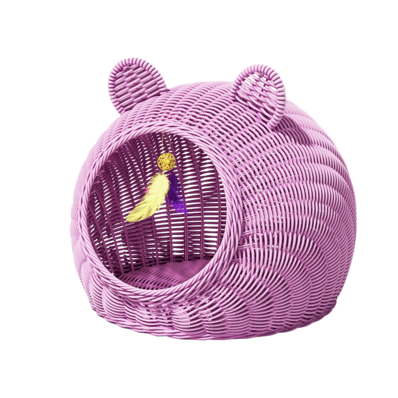 Semi‑Enclosed Wicker Pet Bed – Washable, Breathable, All‑Season Comfort (PB-BS-0004)