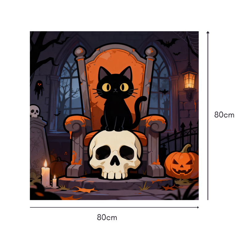 Halloween Skeleton & Ghost Mahjongg Mat – Spooky Holiday Decor (MJ-MT-HW-0001)