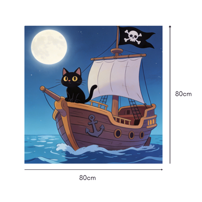 Blackbeard's Cat Mahjongg Mat – Pirate Halloween Decor (MJ-MT-HW-0005)