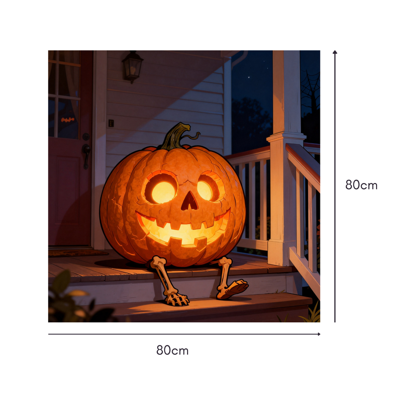 Skeleton Jack Mahjongg Mat – Glowing Pumpkin with Skeleton Legs (MJ-MT-HW-0013)