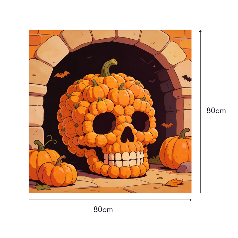 Pumpkin Skull Arch Mahjongg Mat – Jack‑o’‑Lantern Skull Halloween Decor (MJ-MT-HW-0014)