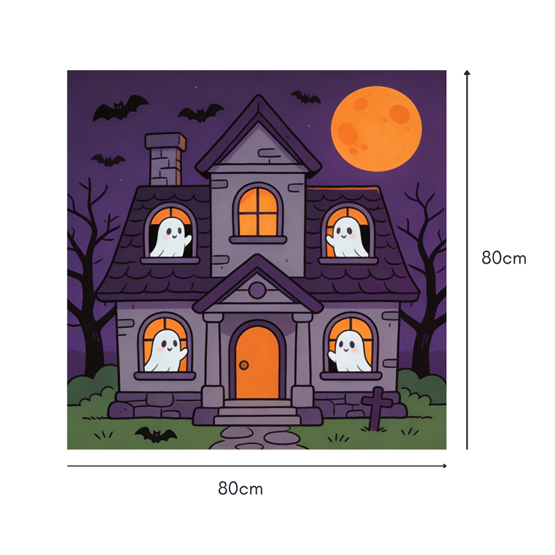 Peek-a-Boo Haunt Mahjongg Mat – Cute Ghost Halloween Decor (MJ-MT-HW-0009)