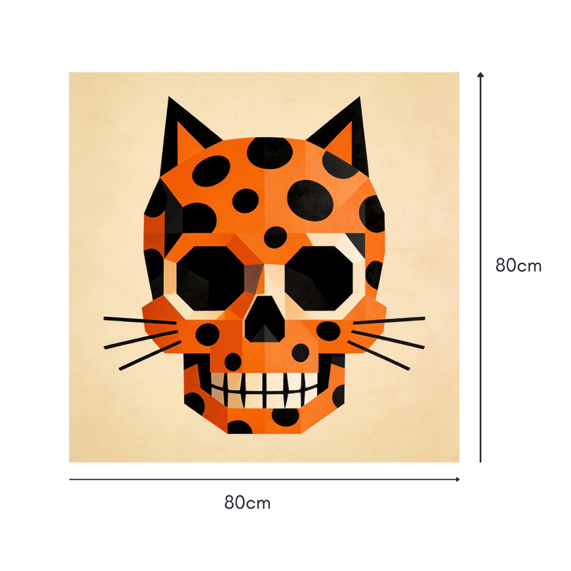 Low-Poly Leopard Skull Mahjongg Mat – Geometric Halloween Decor (MJ-MT-HW-0004)