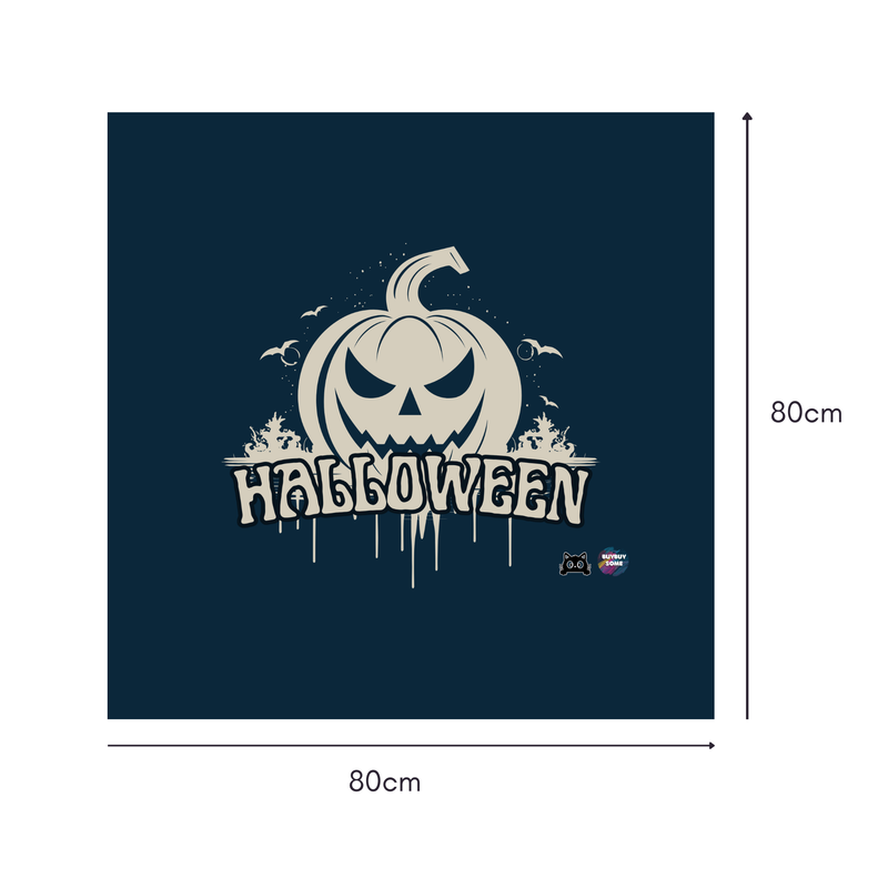 Midnight Jack Mahjongg Mat – Vintage Horror Halloween Pumpkin Emblem (MJ-MT-HW-0022)