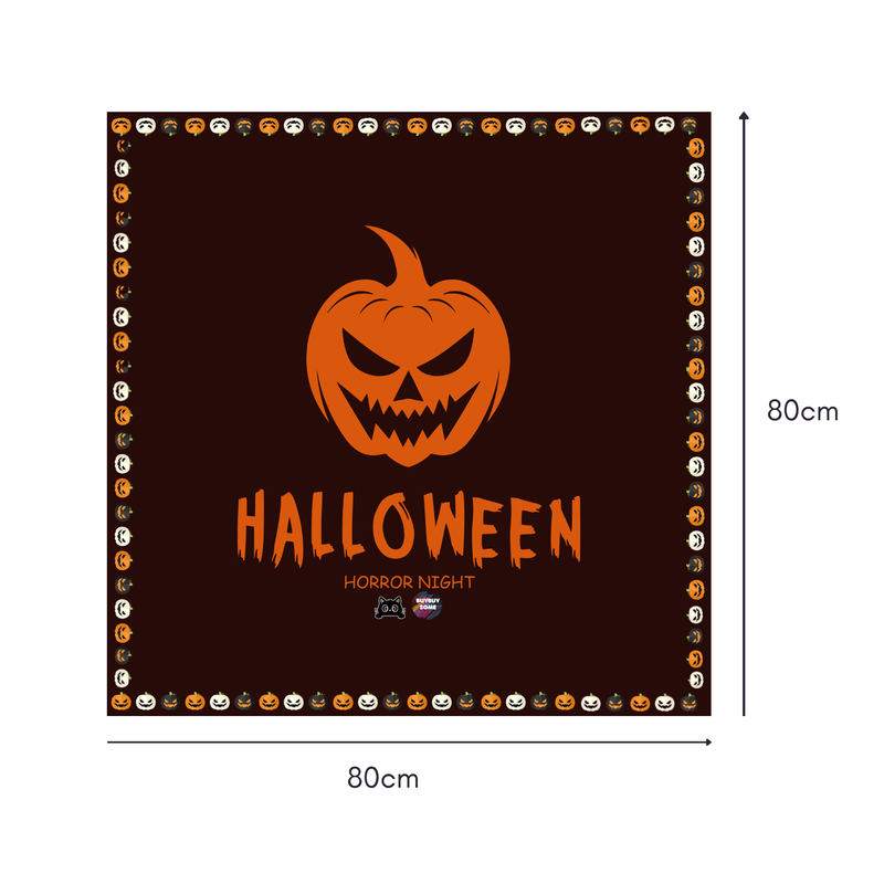 Halloween Horror Mahjongg Mat – Spooky Jack‑o’‑Lantern with “HALLOWEEN” Text (MJ-MT-HW-0020)