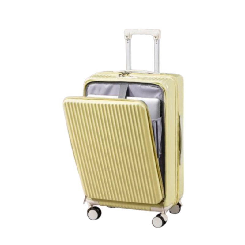Front-Opening Multifunctional Suitcase – Thickened, USB (Lemon Yellow) (TR-HARD-0077)
