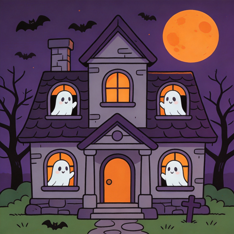 Peek-a-Boo Haunt Mahjongg Mat – Cute Ghost Halloween Decor (MJ-MT-HW-0009)