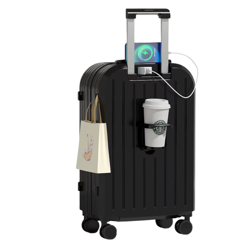 Little Fresh Suitcase – USB & Cup Holder (Classic Black) (TR-HARD-0027)
